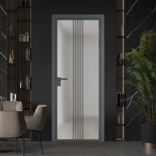 Межкомнатная дверь ProfilDoors 18 AG стекло Матовое цвет профиля Серая ночь