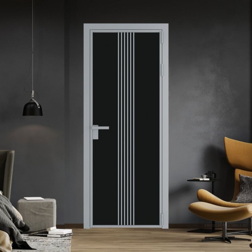 Межкомнатная дверь ProfilDoors 18 AG стекло Монохром черный триплекс цвет профиля Серебро