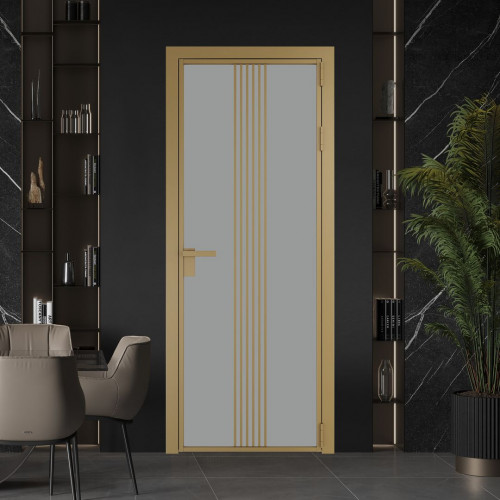 Межкомнатная дверь ProfilDoors 18 AG стекло Монохром серый триплекс цвет профиля Золото