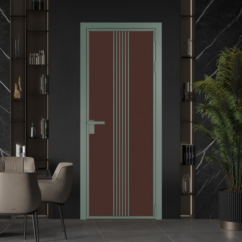Межкомнатная дверь ProfilDoors 18 AG стекло Монохром шоколад триплекс цвет профиля Зеленый воск