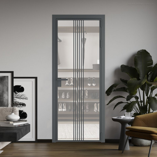 Межкомнатная дверь ProfilDoors 18 AG стекло Мору двухстороннее белое цвет профиля Серая ночь