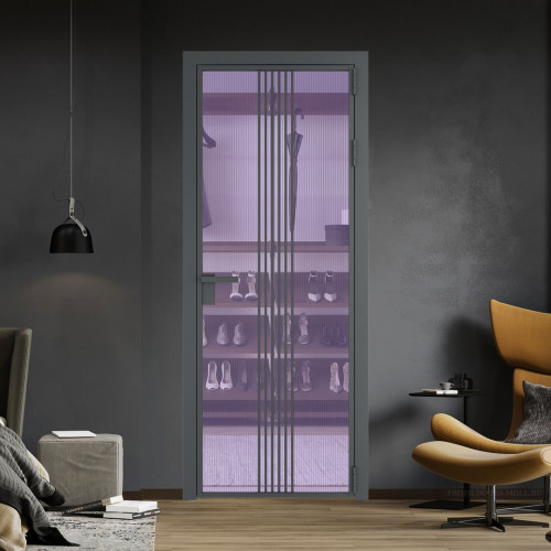 Межкомнатная дверь ProfilDoors 18 AG стекло Мору фиолетовое цвет профиля Серая ночь