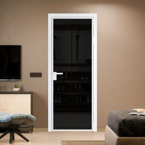 Межкомнатная дверь ProfilDoors 1 AG стекло Черное тонированное цвет профиля Вайт