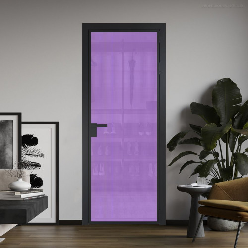 Межкомнатная дверь ProfilDoors 1 AG стекло Кризет фиолетовое цвет профиля Черный матовый
