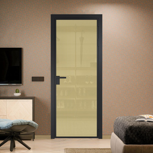 Межкомнатная дверь ProfilDoors 1 AG стекло Кризет золото цвет профиля Черный матовый