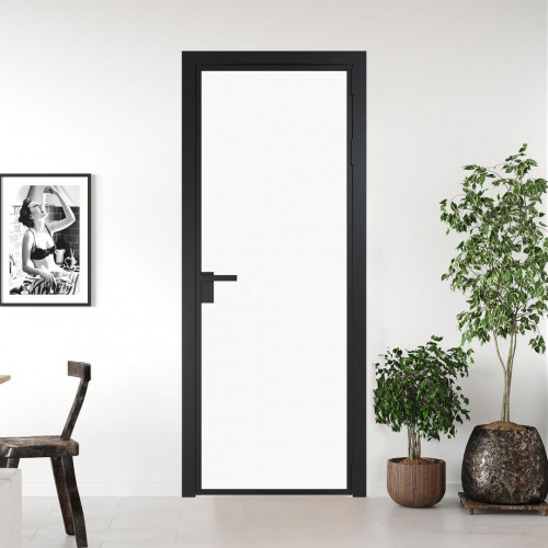 Межкомнатная дверь ProfilDoors 1 AG стекло Монохром белый просветленный триплекс цвет профиля Черный матовый