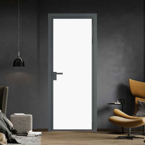 Межкомнатная дверь ProfilDoors 1 AG стекло Монохром белый просветленный триплекс цвет профиля Серая ночь
