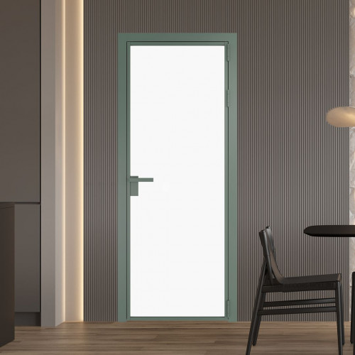Межкомнатная дверь ProfilDoors 1 AG стекло Монохром белый просветленный триплекс цвет профиля Зеленый воск