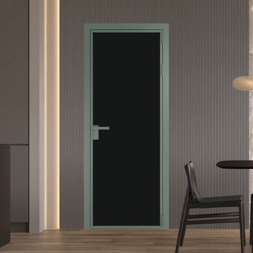 Межкомнатная дверь ProfilDoors 1 AG стекло Монохром черный триплекс цвет профиля Зеленый воск