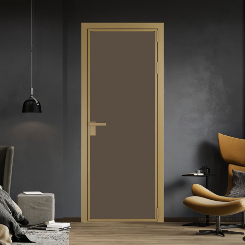 Межкомнатная дверь ProfilDoors 1 AG стекло Монохром гляссе триплекс цвет профиля Золото