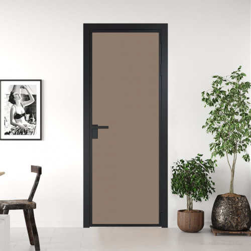 Межкомнатная дверь ProfilDoors 1 AG стекло Монохром капучино триплекс цвет профиля Черный матовый