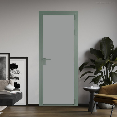 Межкомнатная дверь ProfilDoors 1 AG стекло Монохром серый триплекс цвет профиля Зеленый воск