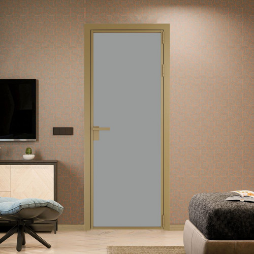 Межкомнатная дверь ProfilDoors 1 AG стекло Монохром серый триплекс цвет профиля Золото