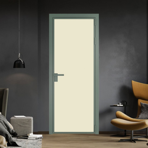 Межкомнатная дверь ProfilDoors 1 AG стекло Монохром жемчуг триплекс цвет профиля Зеленый воск