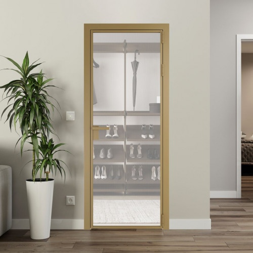 Межкомнатная дверь ProfilDoors 1 AG стекло Мору двухстороннее белое цвет профиля Золото