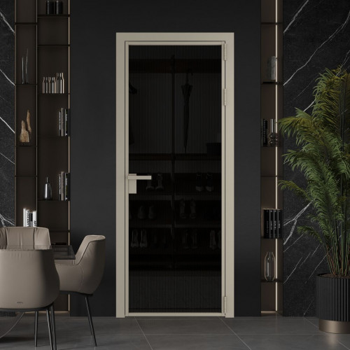 Межкомнатная дверь ProfilDoors 1 AG стекло Мору двухстороннее черное цвет профиля Никель матовый