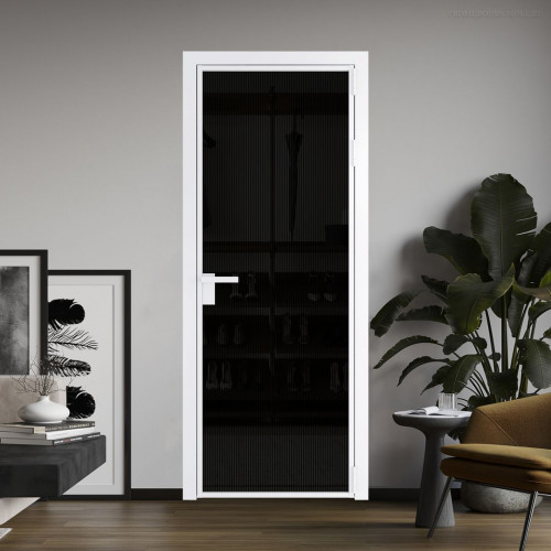 Межкомнатная дверь ProfilDoors 1 AG стекло Мору двухстороннее черное цвет профиля Вайт