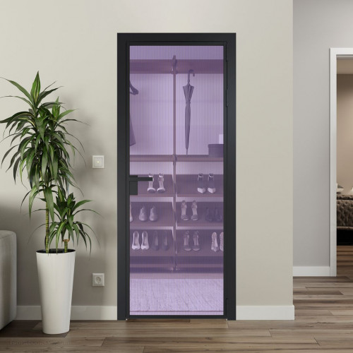 Межкомнатная дверь ProfilDoors 1 AG стекло Мору фиолетовое цвет профиля Черный матовый