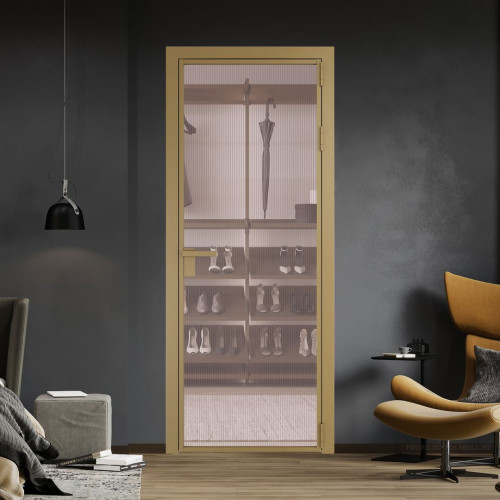 Межкомнатная дверь ProfilDoors 1 AG стекло Мору розовое цвет профиля Золото
