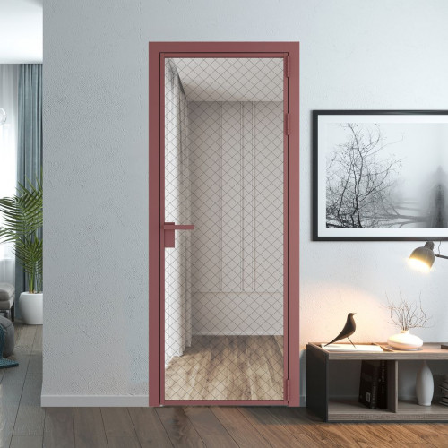 Межкомнатная дверь ProfilDoors 1 AG стекло Ромб черный цвет профиля Красный антрацит