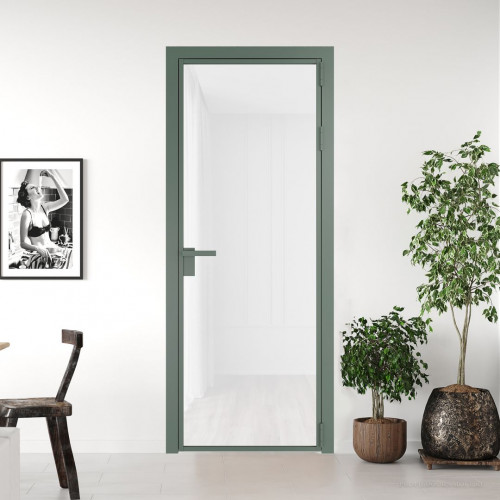 Межкомнатная дверь ProfilDoors 1 AG стекло Триплекс белый цвет профиля Зеленый воск