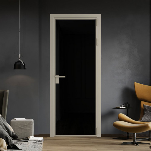 Межкомнатная дверь ProfilDoors 1 AG стекло Триплекс черный цвет профиля Никель матовый