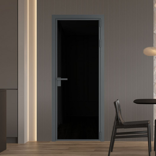 Межкомнатная дверь ProfilDoors 1 AG стекло Триплекс черный цвет профиля Серая ночь