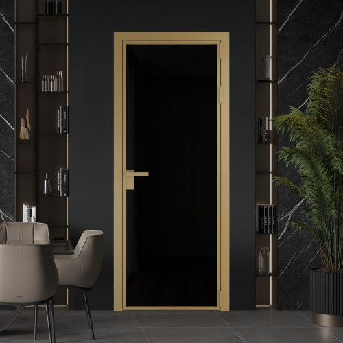 Межкомнатная дверь ProfilDoors 1 AG стекло Триплекс черный цвет профиля Золото