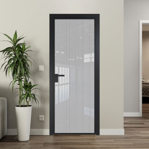 Межкомнатная дверь ProfilDoors 1 AG стекло Узор Страйп цвет профиля Черный матовый