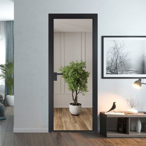 Межкомнатная дверь ProfilDoors 1 AG стекло Зеркало цвет профиля Черный матовый