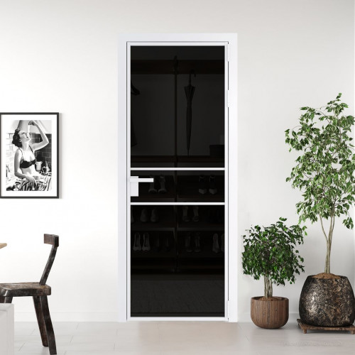 Межкомнатная дверь ProfilDoors 2 AG стекло Черное тонированное цвет профиля Вайт