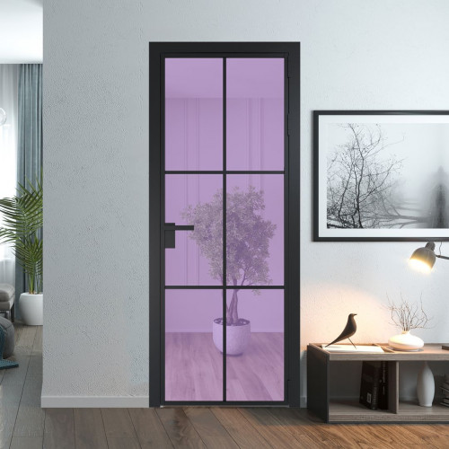 Межкомнатная дверь ProfilDoors 3 AG стекло Фиолетовое шпион цвет профиля Черный матовый