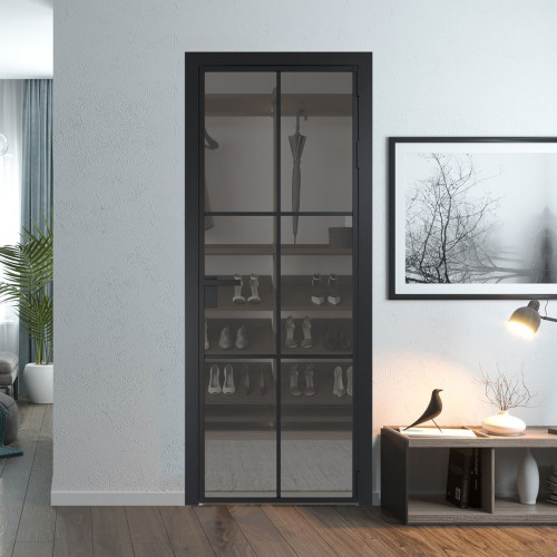 Межкомнатная дверь ProfilDoors 3 AG стекло Комфорт серый цвет профиля Черный матовый
