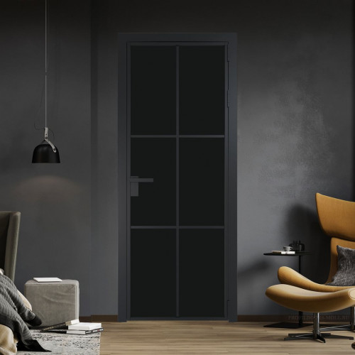 Межкомнатная дверь ProfilDoors 3 AG стекло Монохром черный триплекс цвет профиля Черный матовый