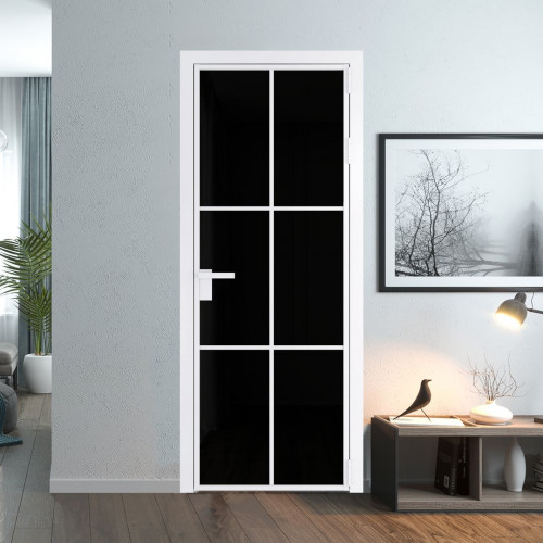 Межкомнатная дверь ProfilDoors 3 AG стекло Триплекс черный цвет профиля Вайт