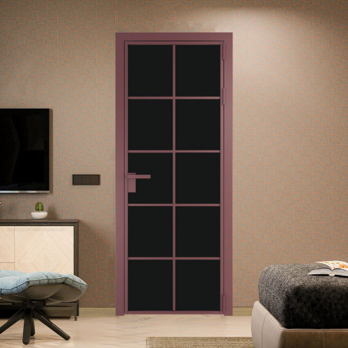 Межкомнатная дверь ProfilDoors 4 AG стекло Монохром черный триплекс цвет профиля Красный антрацит