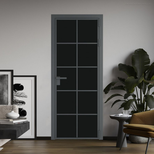 Межкомнатная дверь ProfilDoors 4 AG стекло Монохром черный триплекс цвет профиля Серая ночь