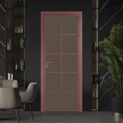 Межкомнатная дверь ProfilDoors 4 AG стекло Монохром гляссе триплекс цвет профиля Красный антрацит