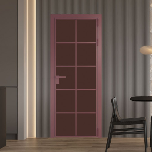 Межкомнатная дверь ProfilDoors 4 AG стекло Монохром шоколад триплекс цвет профиля Красный антрацит