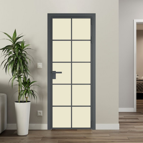 Межкомнатная дверь ProfilDoors 4 AG стекло Монохром жемчуг триплекс цвет профиля Серая ночь