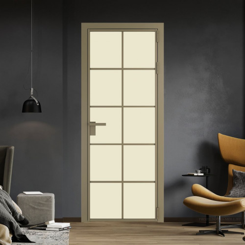 Межкомнатная дверь ProfilDoors 4 AG стекло Монохром жемчуг триплекс цвет профиля Шампань