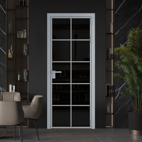 Межкомнатная дверь ProfilDoors 4 AG стекло Мору двухстороннее черное цвет профиля Серебро