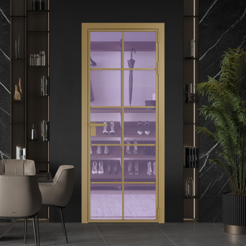 Межкомнатная дверь ProfilDoors 4 AG стекло Мору фиолетовое цвет профиля Золото
