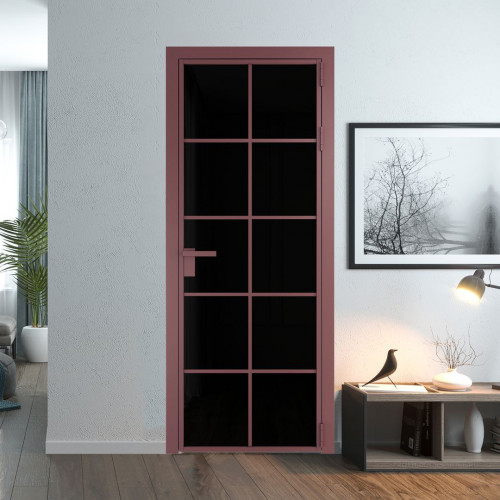 Межкомнатная дверь ProfilDoors 4 AG стекло Триплекс черный цвет профиля Красный антрацит