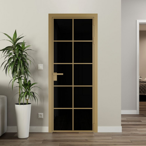 Межкомнатная дверь ProfilDoors 4 AG стекло Триплекс черный цвет профиля Золото
