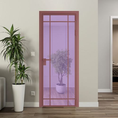 Межкомнатная дверь ProfilDoors 5 AG стекло Фиолетовое шпион цвет профиля Красный антрацит