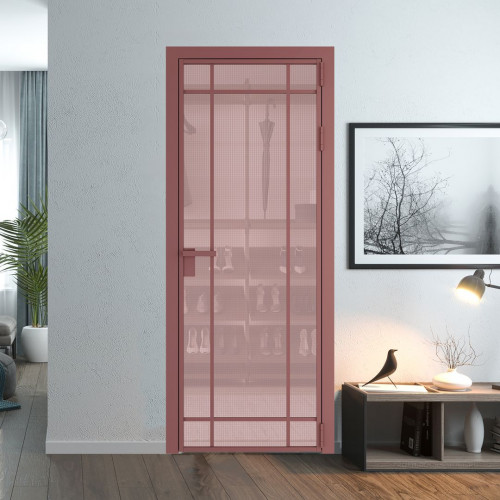 Межкомнатная дверь ProfilDoors 5 AG стекло Кризет розовое цвет профиля Красный антрацит