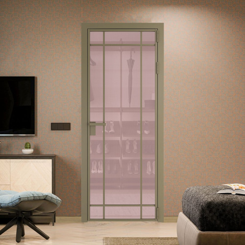 Межкомнатная дверь ProfilDoors 5 AG стекло Кризет розовое цвет профиля Шампань