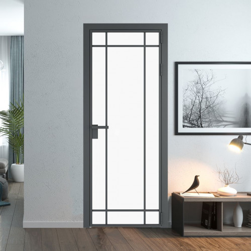 Межкомнатная дверь ProfilDoors 5 AG стекло Монохром белый просветленный триплекс цвет профиля Серая ночь
