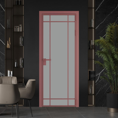 Межкомнатная дверь ProfilDoors 5 AG стекло Монохром серый триплекс цвет профиля Красный антрацит